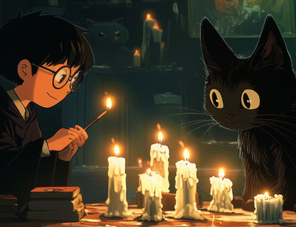 Гарри Поттер и Миядзаки при свечах