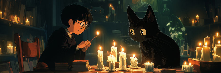 Гарри Поттер и Миядзаки при свечах